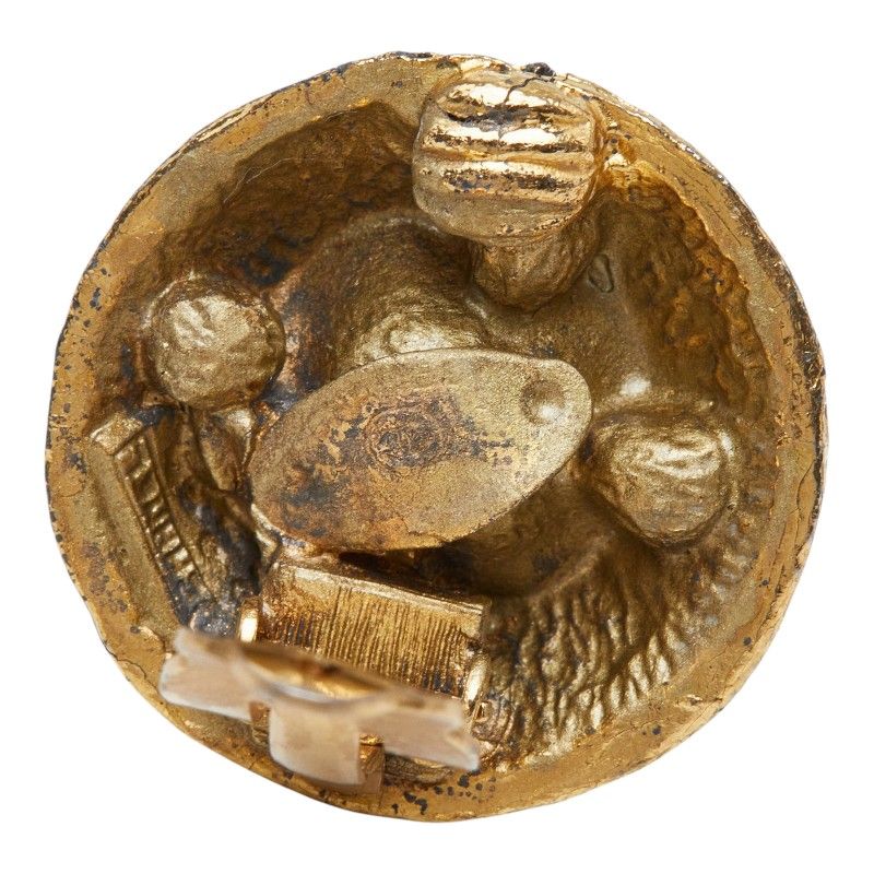 Chanel Round Earrings Gold Plated Rhinestone — view 5