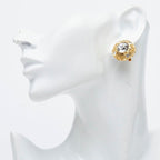 Chanel Round Earrings Gold Plated Rhinestone — view 6