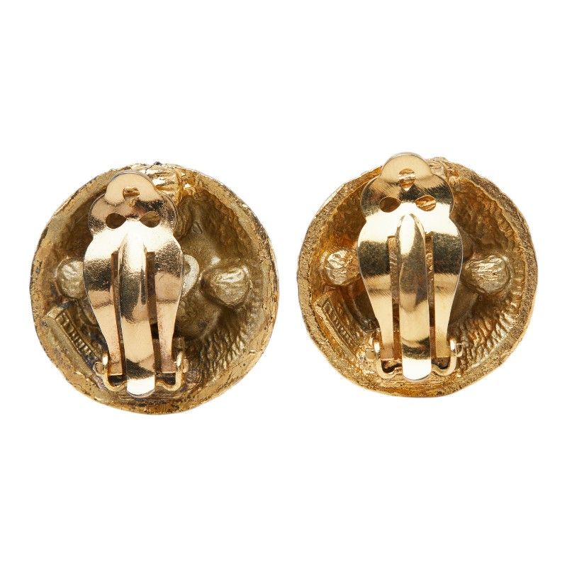 Chanel Round Earrings Gold Plated Rhinestone — view 3