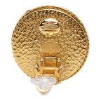 Chanel CC Logo Vintage Round Earrings 95 Gold Blue Plated Faux Pearl — view 4
