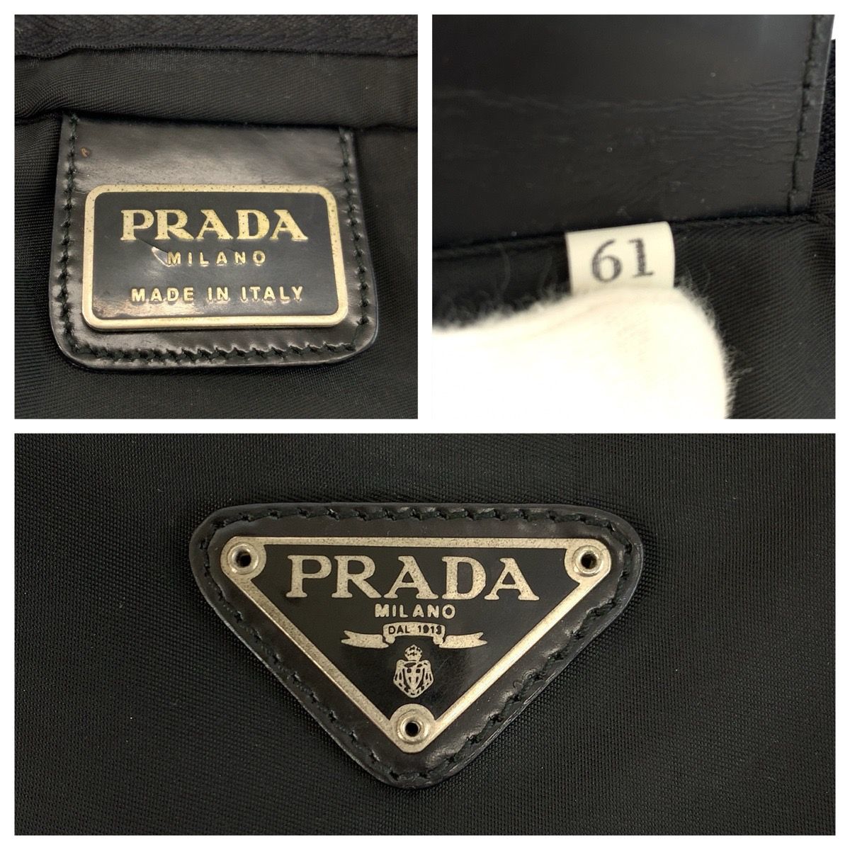 Prada Tessuto Black Silver Nylon Tote Shoulder — view 4