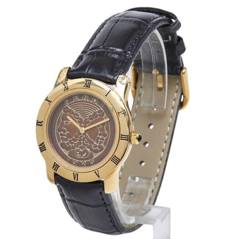 Fendi Watch Gold Black Leather Plating — view 2