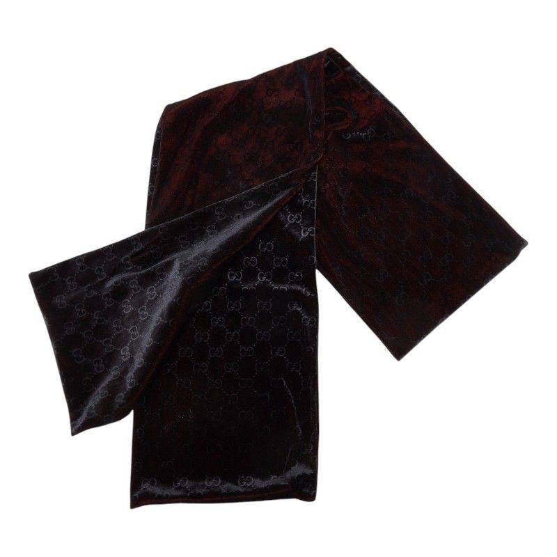 Gucci GG Pattern Shawl Wine Red Velour 1- Scarf