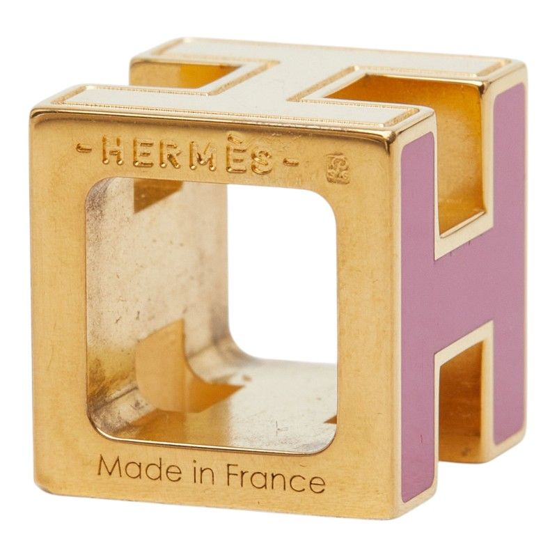 Hermes Cage de Ash Cube Pendant Gold Pink Plated — view 4
