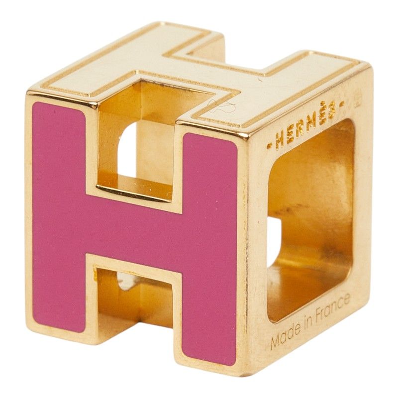 Hermes Cage de Ash Cube Pendant Gold Pink Plated