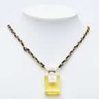 Chanel Perfume Bottle Chain Pendant Gold Plastic Leather Plated — view 6