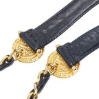 Chanel CC Logo Chain Belt Black Gold Leather Plated — view 3