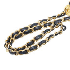 Chanel CC Logo Chain Belt Black Gold Leather Plated — view 4