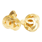 Chanel CC Logo Heart Motif Earrings Gold Plated