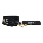 Celine Logo Shoulder Strap Black Canvas Leather — view 7