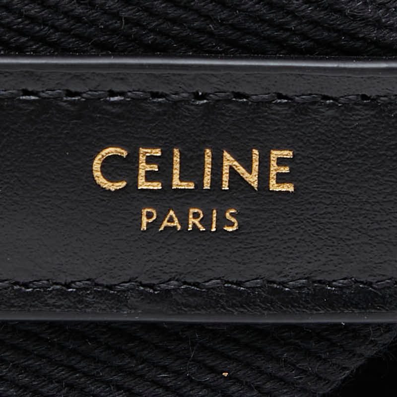 Celine Logo Shoulder Strap Black Canvas Leather — view 5