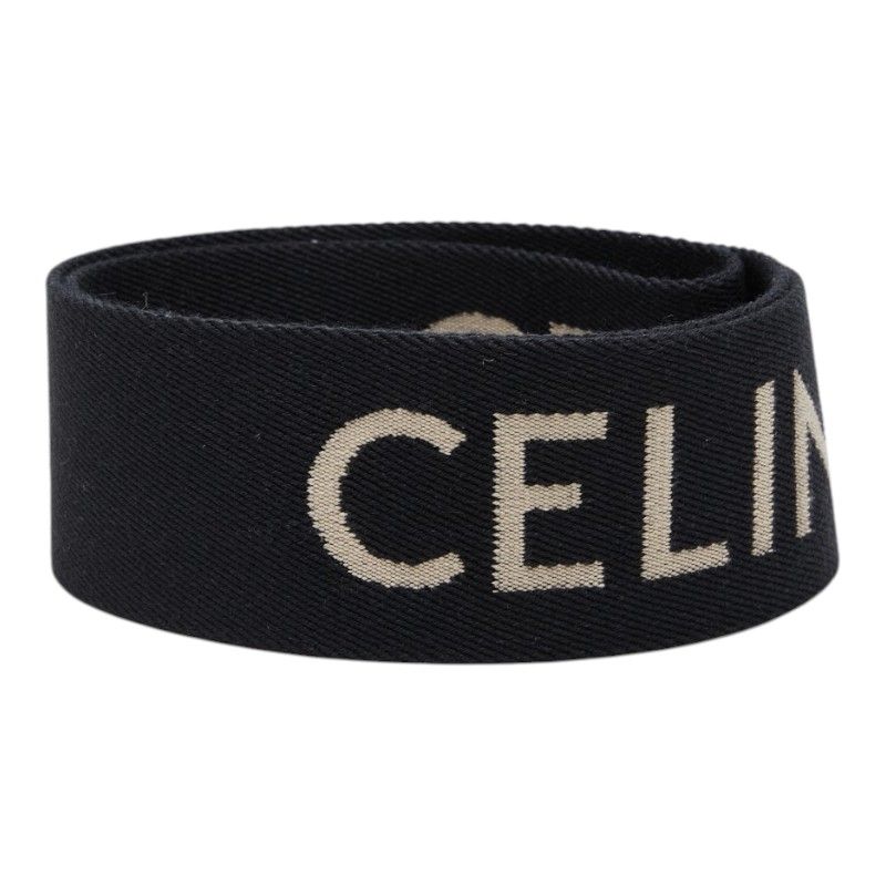 Celine Logo Shoulder Strap Black Canvas Leather — view 3
