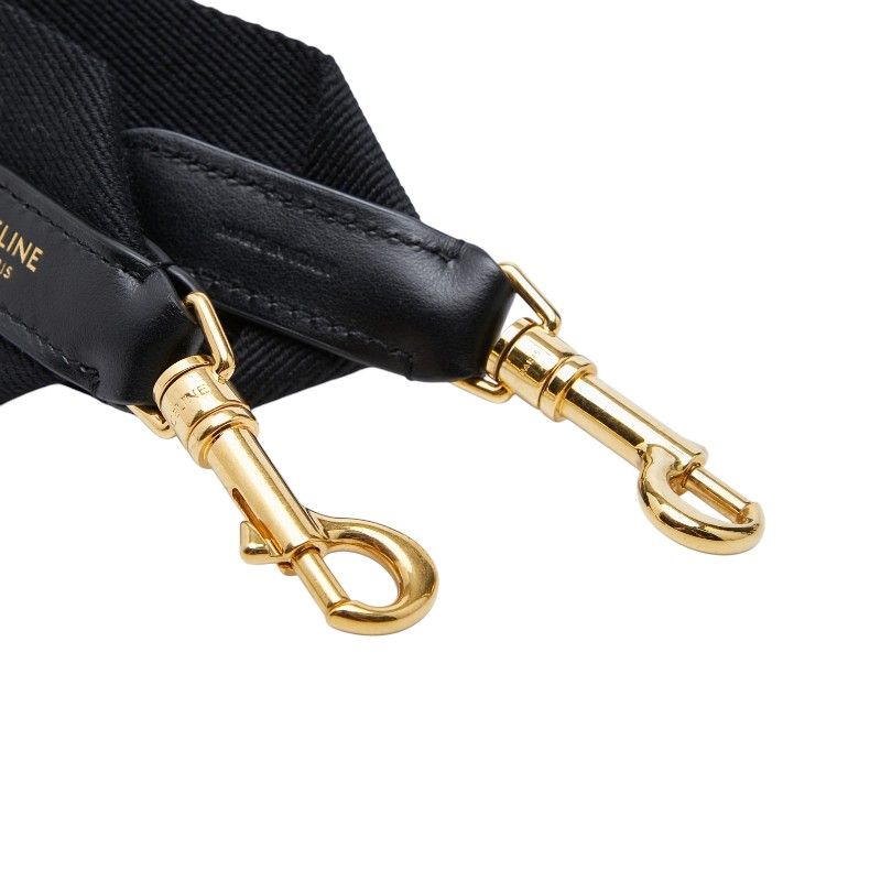 Celine Logo Shoulder Strap Black Canvas Leather — view 4