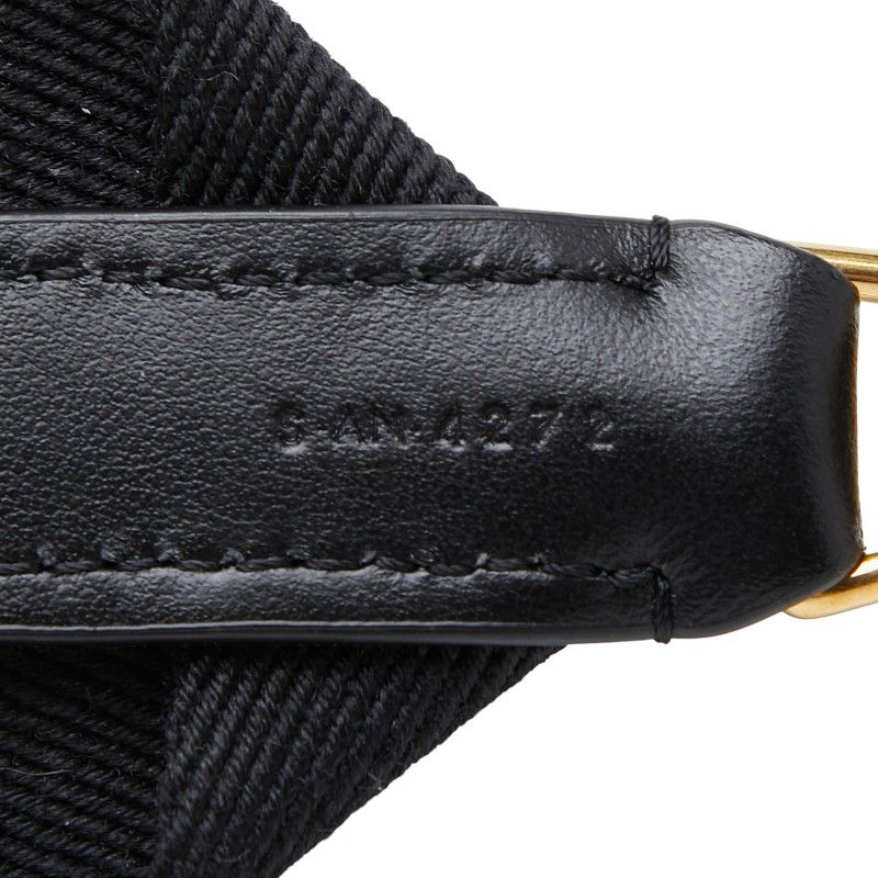 Celine Logo Shoulder Strap Black Canvas Leather — view 6