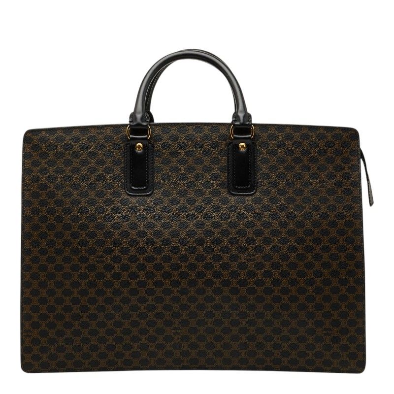 Celine Macadam Handbag Business Bag Black Brown Leather