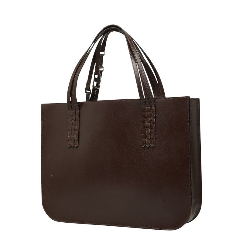 Chanel Vintage Logo Triple Strand Handle Tote Brown Leather — view 2