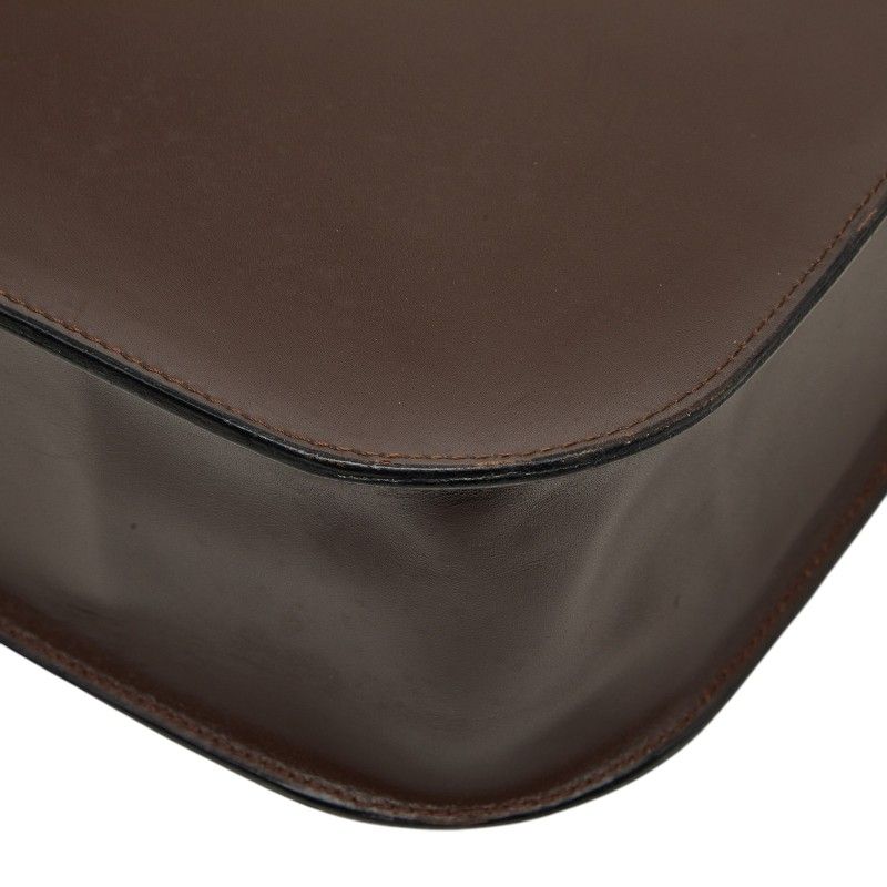 Chanel Vintage Logo Triple Strand Handle Tote Brown Leather — view 6