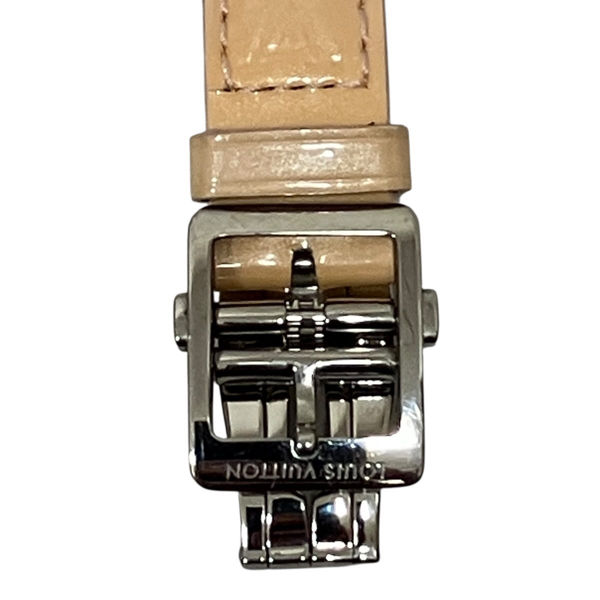 Louis Vuitton Tambour Monogram PM Vernis Watch SS Leather Quartz White Dial — view 6