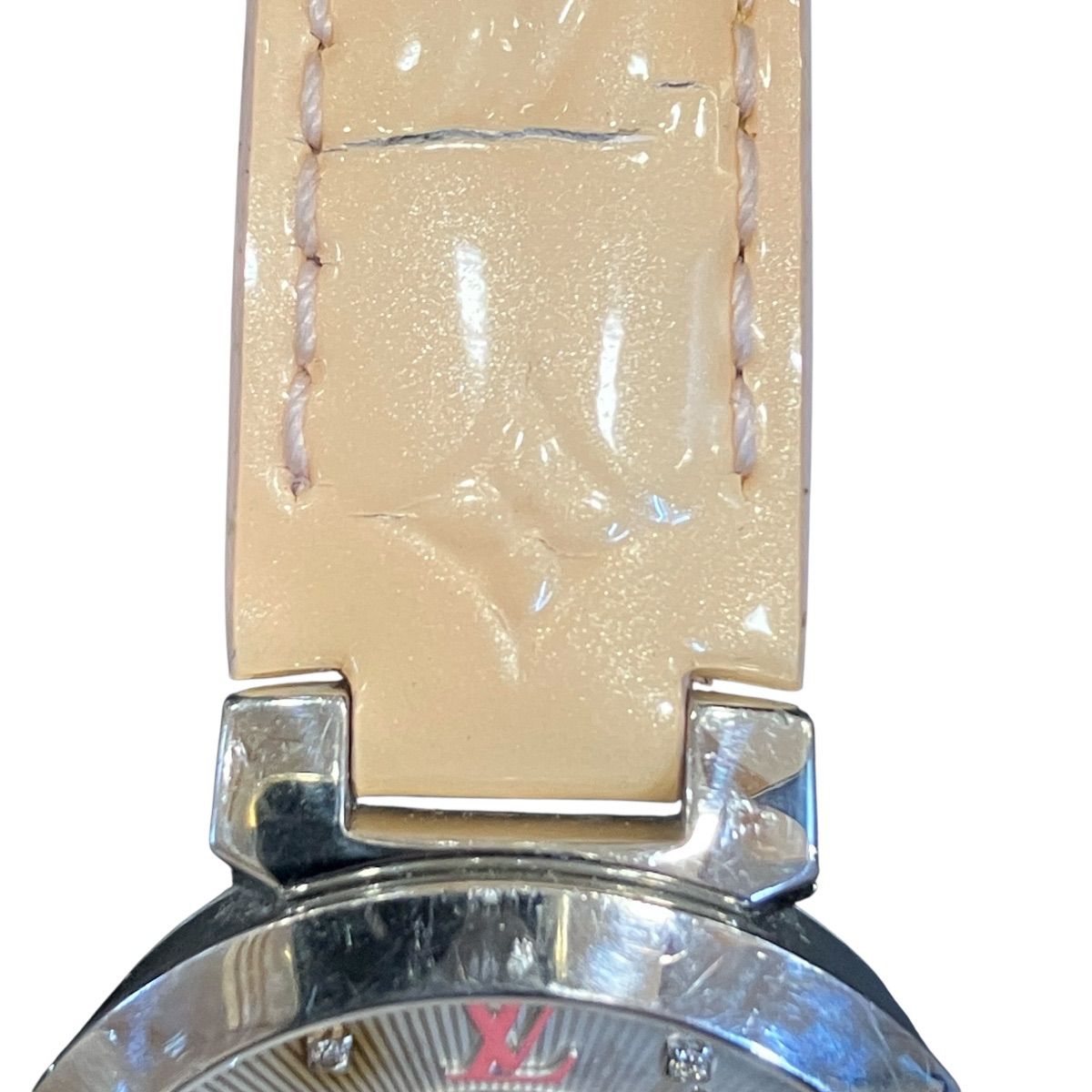 Louis Vuitton Tambour Monogram PM Vernis Watch SS Leather Quartz White Dial — view 7