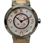 Louis Vuitton Tambour Monogram PM Vernis Watch SS Leather Quartz White Dial