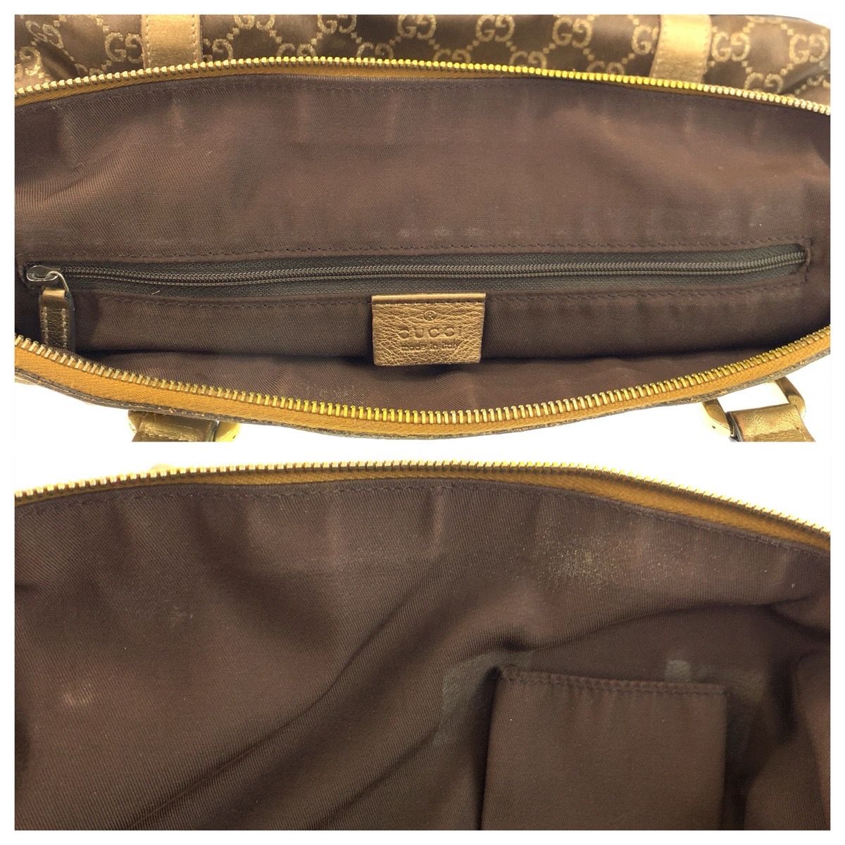 Gucci Abbey Gold Brown GG Canvas Leather Tote Shoulder — view 6
