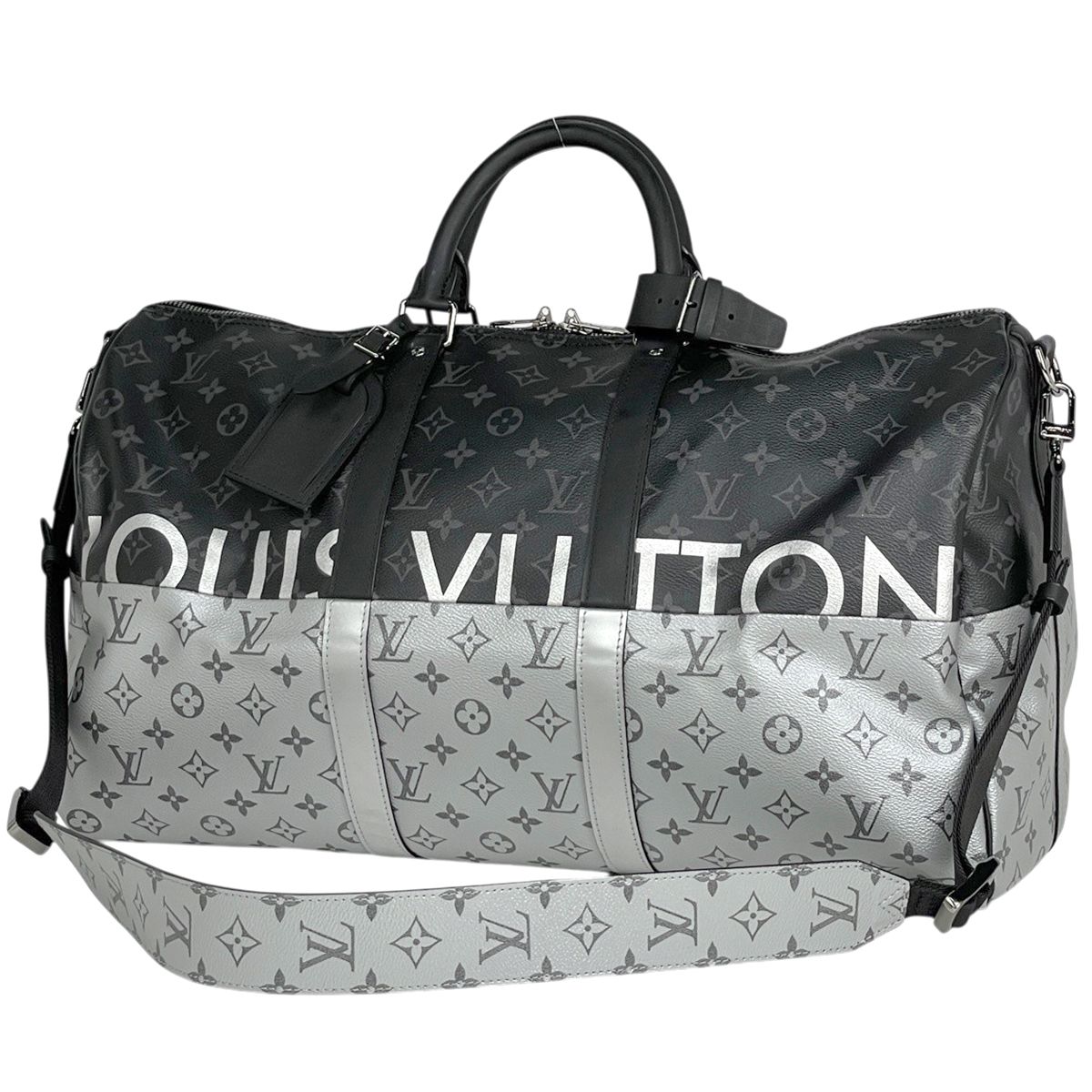 Louis Vuitton Keepall Bandouliere 50 2-Way Split Boston Bag Monogram Eclipse