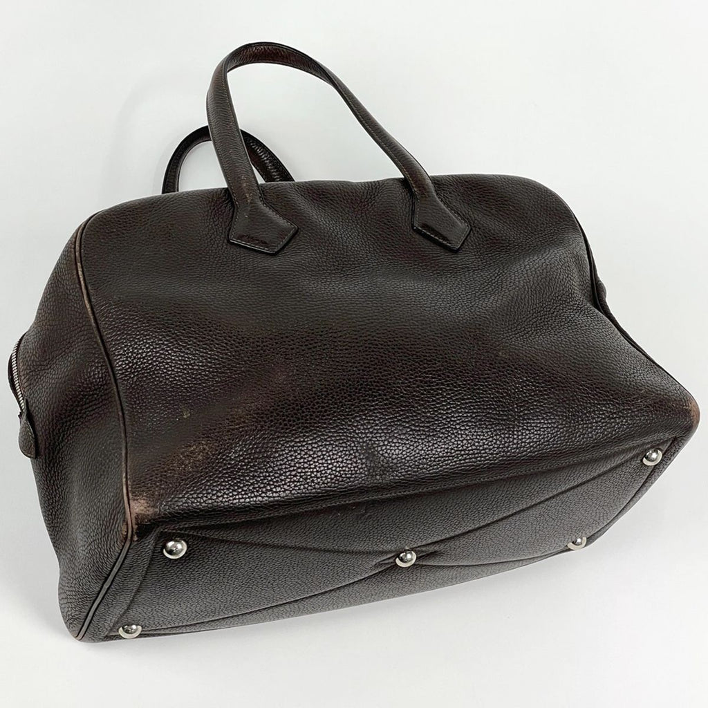 Hermes Victoria 43 Boston Bag Taurillon Clemence Brown — view 2