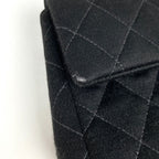 Chanel Mini Quilted Single Flap Chain Shoulder Bag CC Logo Fabric Black — view 4