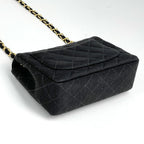 Chanel Mini Quilted Single Flap Chain Shoulder Bag CC Logo Fabric Black — view 2