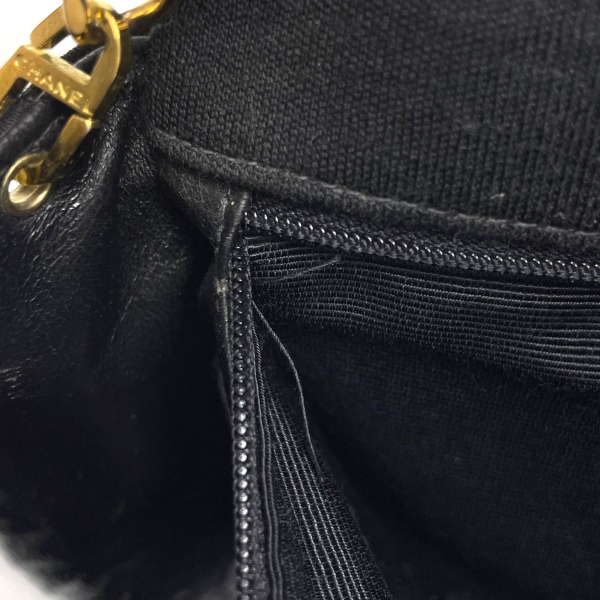 Chanel Mini Quilted Single Flap Chain Shoulder Bag CC Logo Fabric Black — view 7