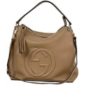 Gucci Soho 2-Way Shoulder Bag Interlocking Fringe Leather Beige
