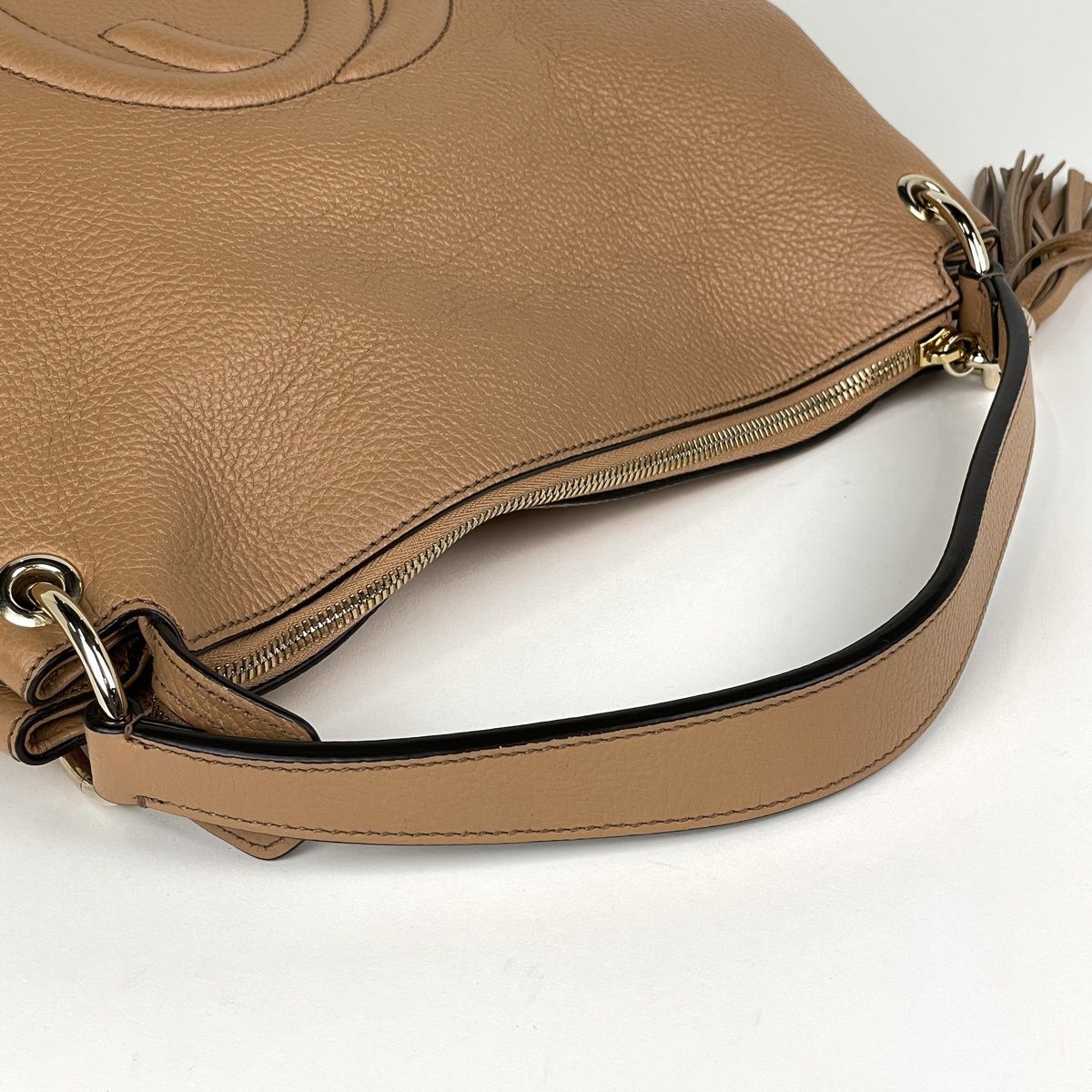 Gucci Soho 2-Way Shoulder Bag Interlocking Fringe Leather Beige — view 5