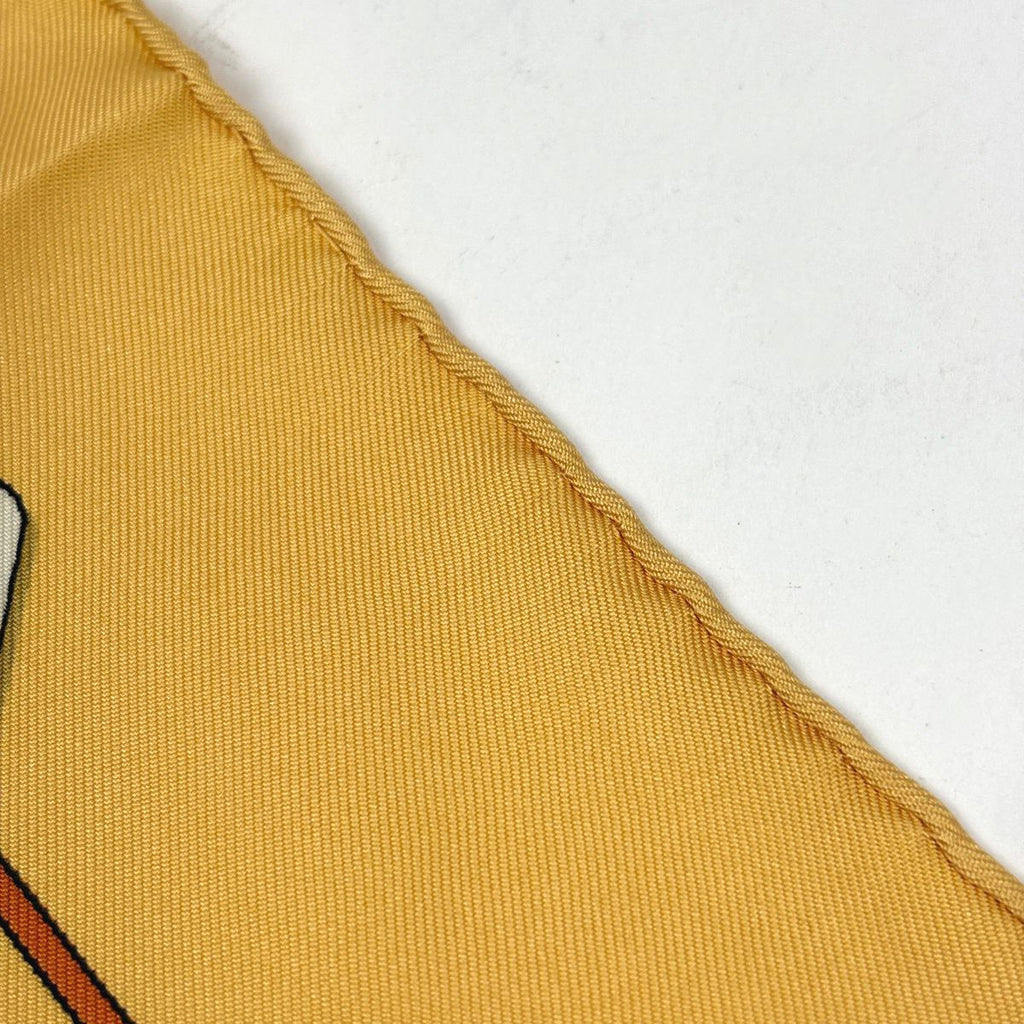 Hermes Petit Carre le Monde du Polo World Scarf Silk Yellow Multicolor — view 4