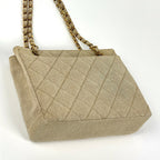 Chanel CC Logo Chain Tote Shoulder Bag Canvas Natural — view 2