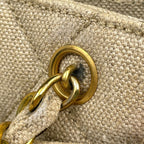 Chanel CC Logo Chain Tote Shoulder Bag Canvas Natural — view 5