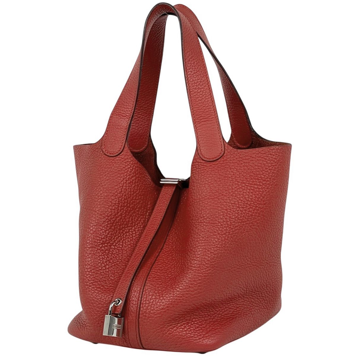Hermes Picotin Lock MM Handbag Taurillon Clemence Rouge Tomato