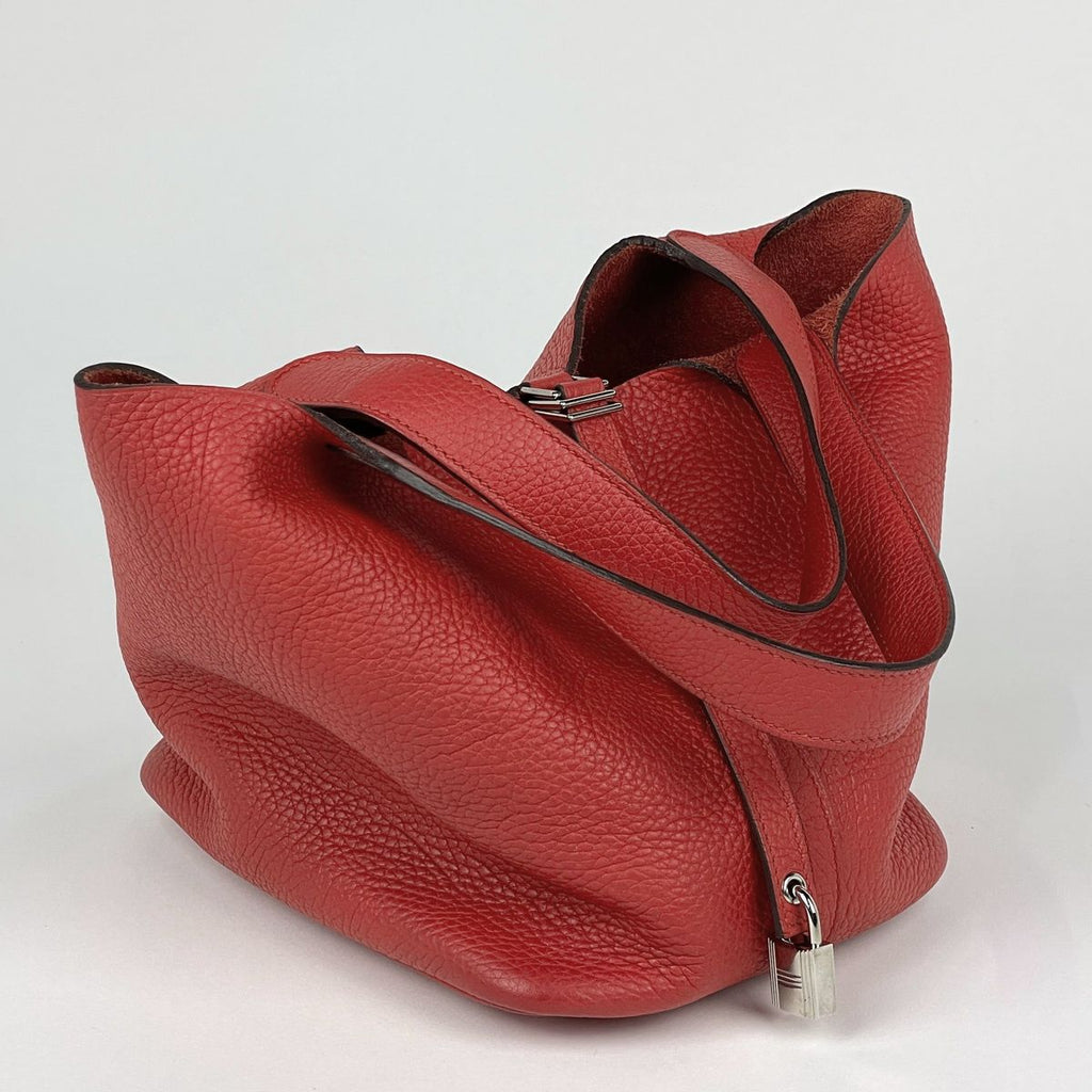 Hermes Picotin Lock MM Handbag Taurillon Clemence Rouge Tomato — view 4