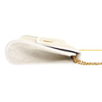 Dior Chain Shoulder Bag Leather White Honeycomb Pattern Vintage — view 4
