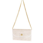 Dior Chain Shoulder Bag Leather White Honeycomb Pattern Vintage — view 2