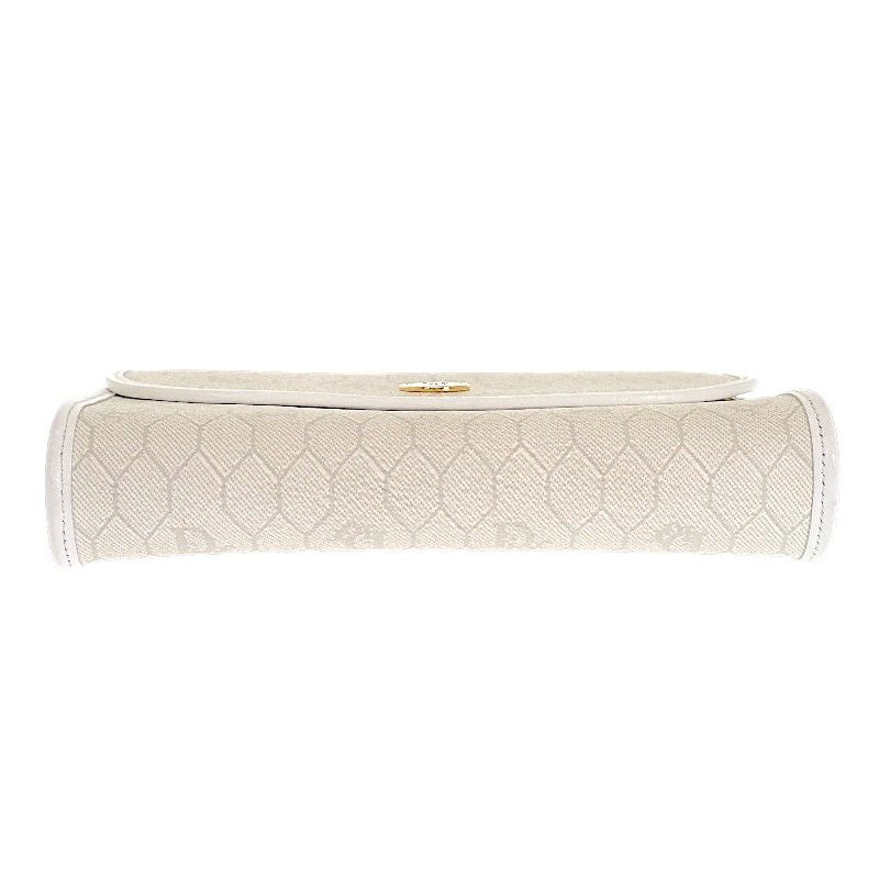 Dior Chain Shoulder Bag Leather White Honeycomb Pattern Vintage — view 6