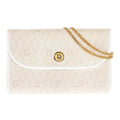 Dior Chain Shoulder Bag Leather White Honeycomb Pattern Vintage