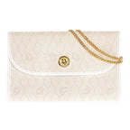 Dior Chain Shoulder Bag Leather White Honeycomb Pattern Vintage
