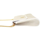 Dior Chain Shoulder Bag Leather White Honeycomb Pattern Vintage — view 3