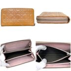 Dior Zip Around Wallet Orange Beige Lady Cannage Patent Enamel — view 3