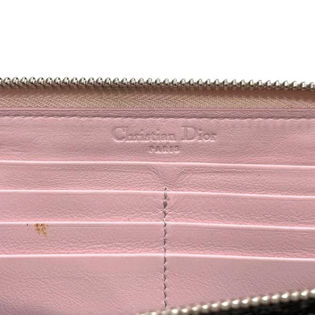 Dior Zip Around Wallet Orange Beige Lady Cannage Patent Enamel — view 5