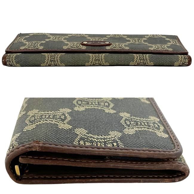 Celine Bifold Wallet Blue Brown Macadam Denim Leather 16 — view 2