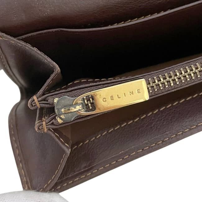 Celine Bifold Wallet Blue Brown Macadam Denim Leather 16 — view 6