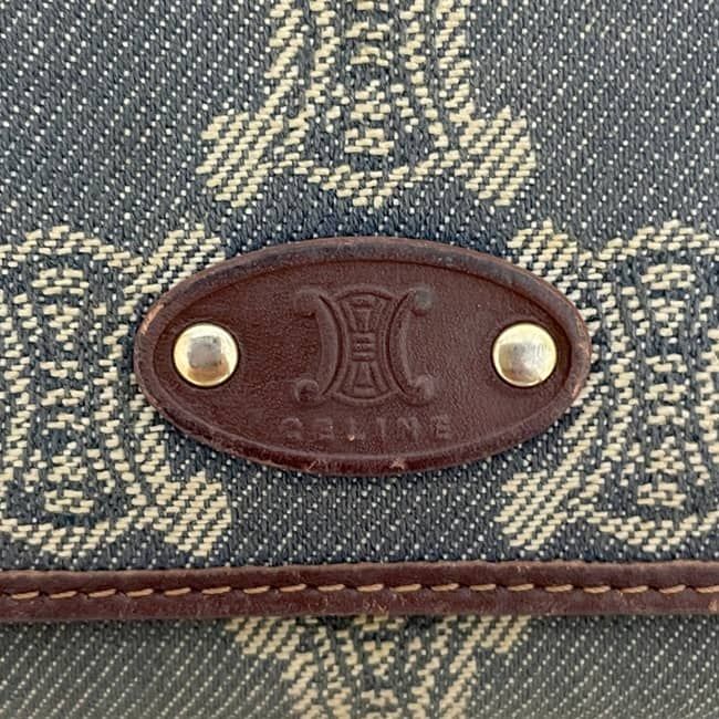 Celine Bifold Wallet Blue Brown Macadam Denim Leather 16 — view 9