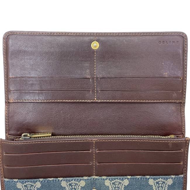 Celine Bifold Wallet Blue Brown Macadam Denim Leather 16 — view 7