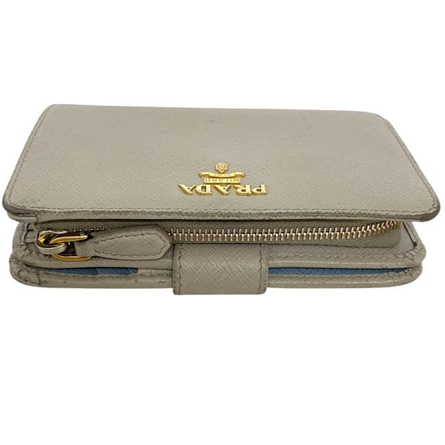 Prada Bifold Wallet Beige L-shaped Zipper Saffiano Leather — view 8